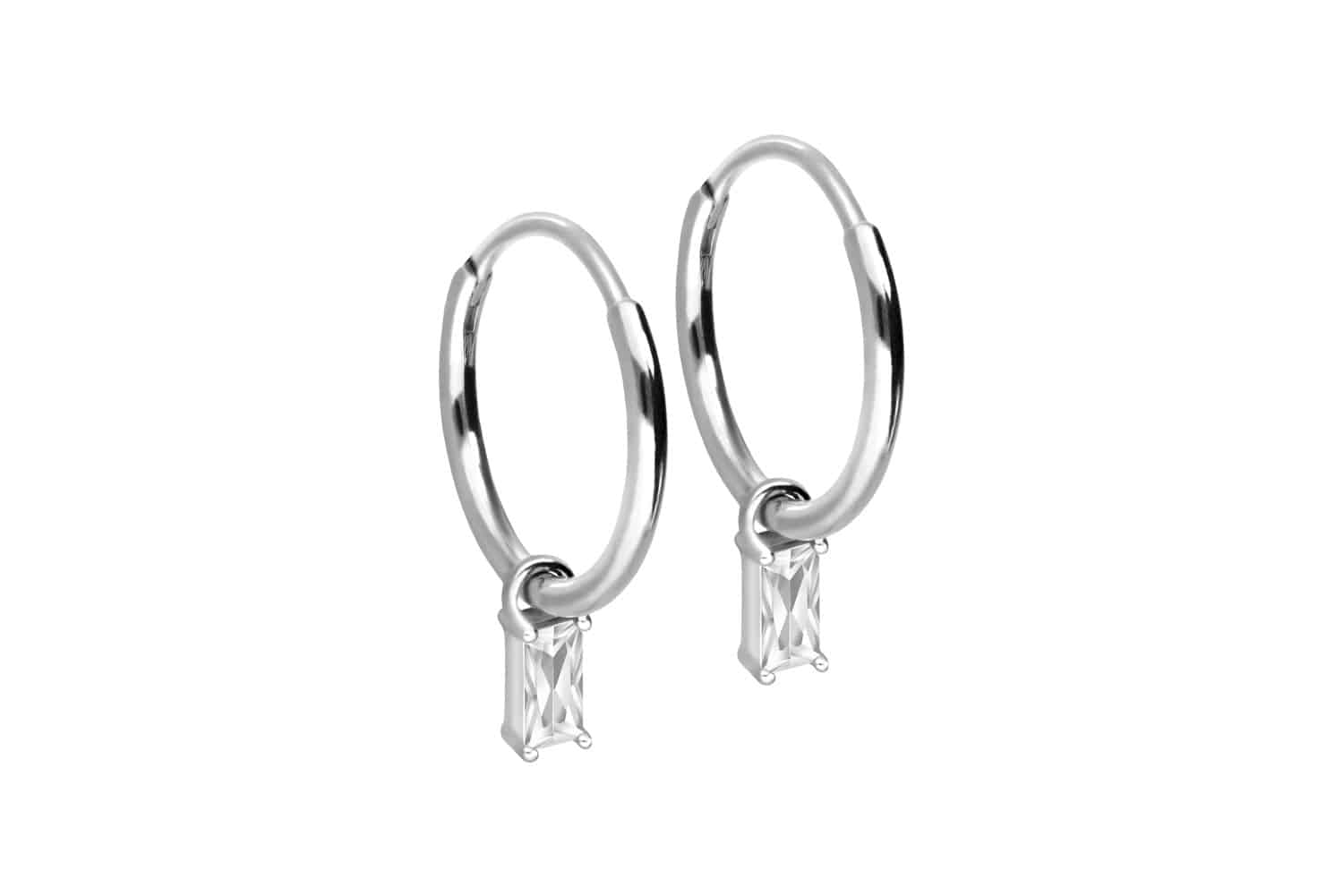 Chirurgenstahl Ohrclicker Creolen KRISTALLRECHTECK